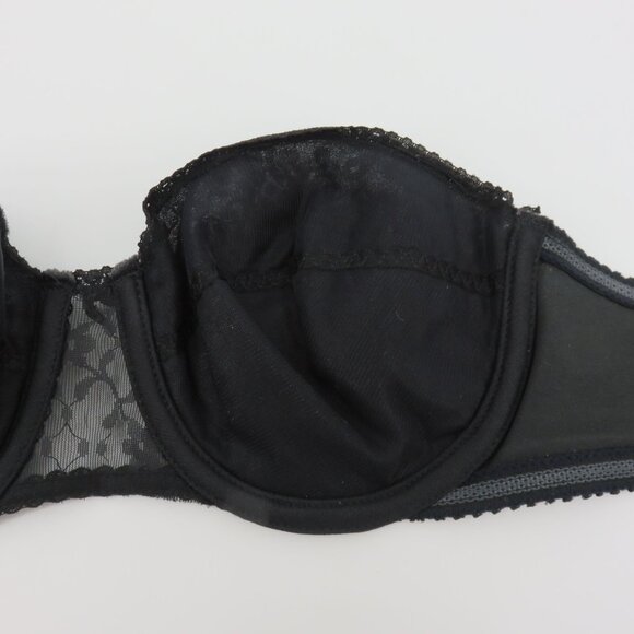 VTG Maidenform 36B Bra Pretty Shapely 4155 Black Floral Flower Lace Strapless - Picture 9 of 13
